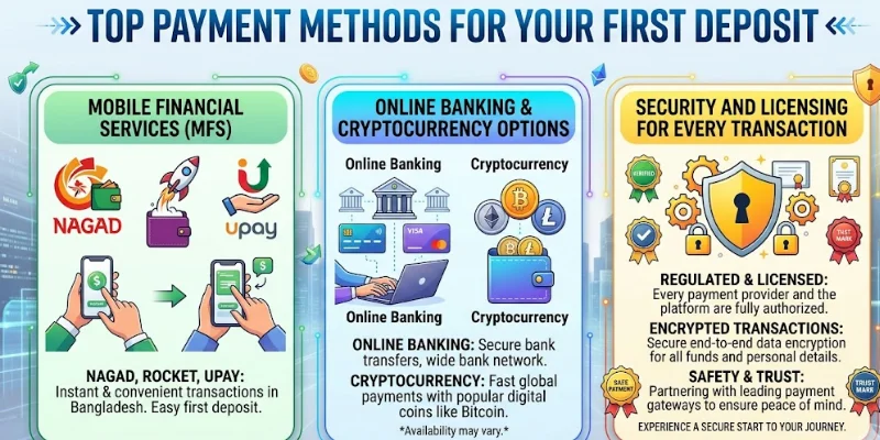 First Deposit is available with multiple payment methods